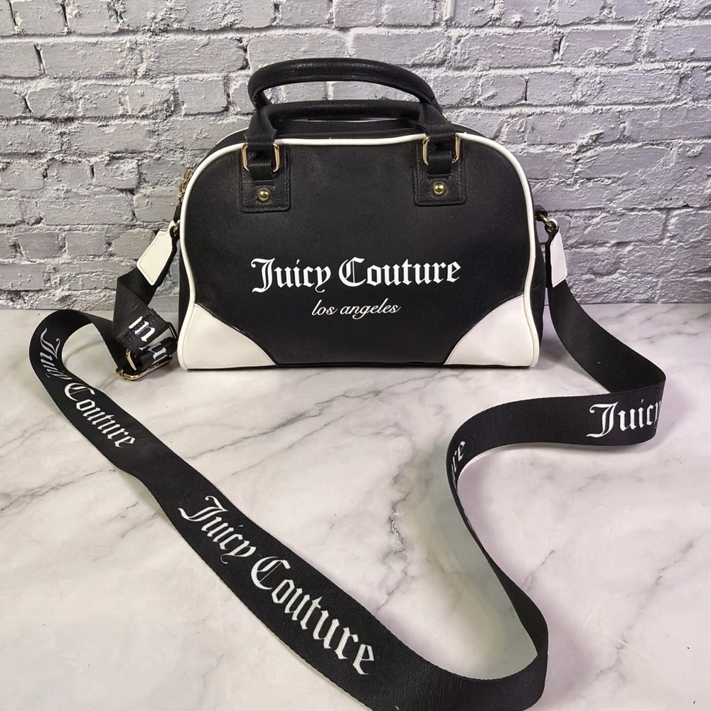 Juicy Couture Black & White Sports Bowler Top Handle Satchel Crossbody ❤️